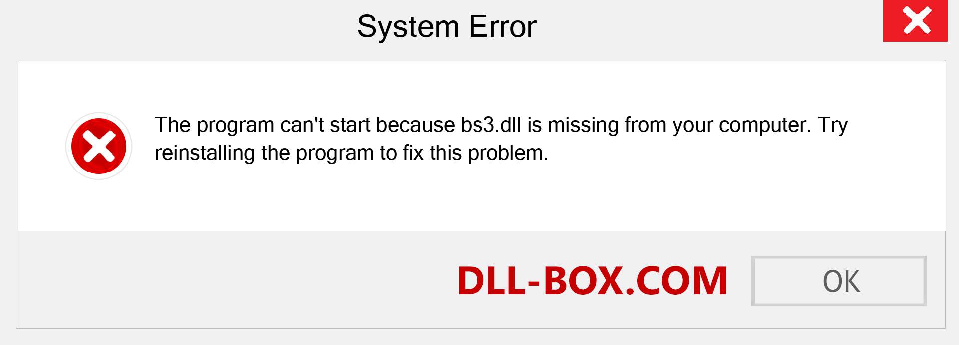  bs3.dll file is missing?. Download for Windows 7, 8, 10 - Fix  bs3 dll Missing Error on Windows, photos, images